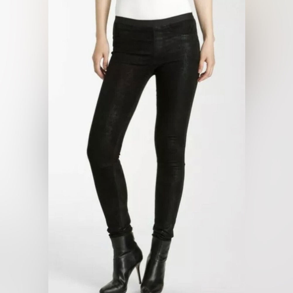 Helmut Lang Patina Leather Pants Sz 0 Black Suede Legging Lamb Leather.